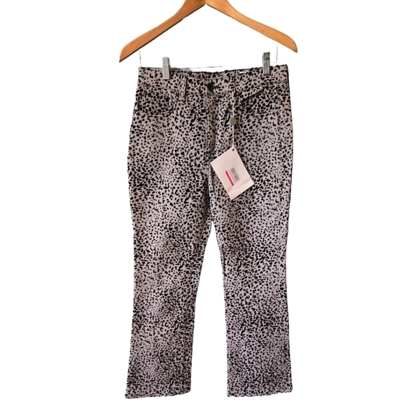 Rag & Bone Velvet Cheetah Crop Flare Jeans High Rise Ankle 26 NWT Animal Print - Picture 2 of 10